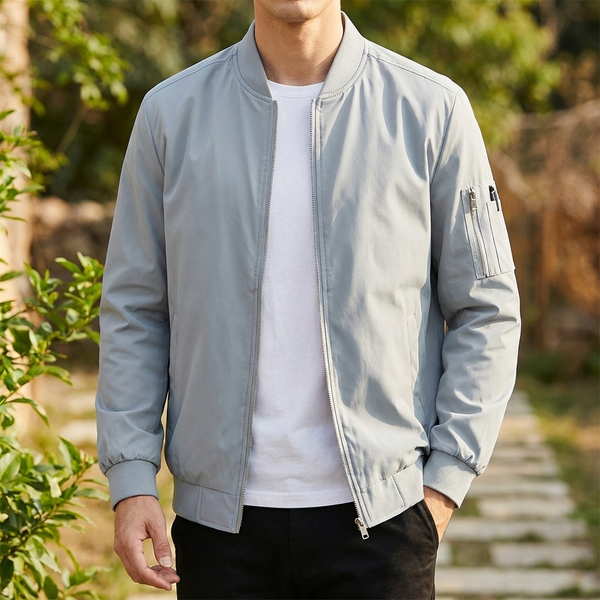 Bomber Jacket with Sleeve Pocket | Ribbed Trim Detail | Modern Casual Essential