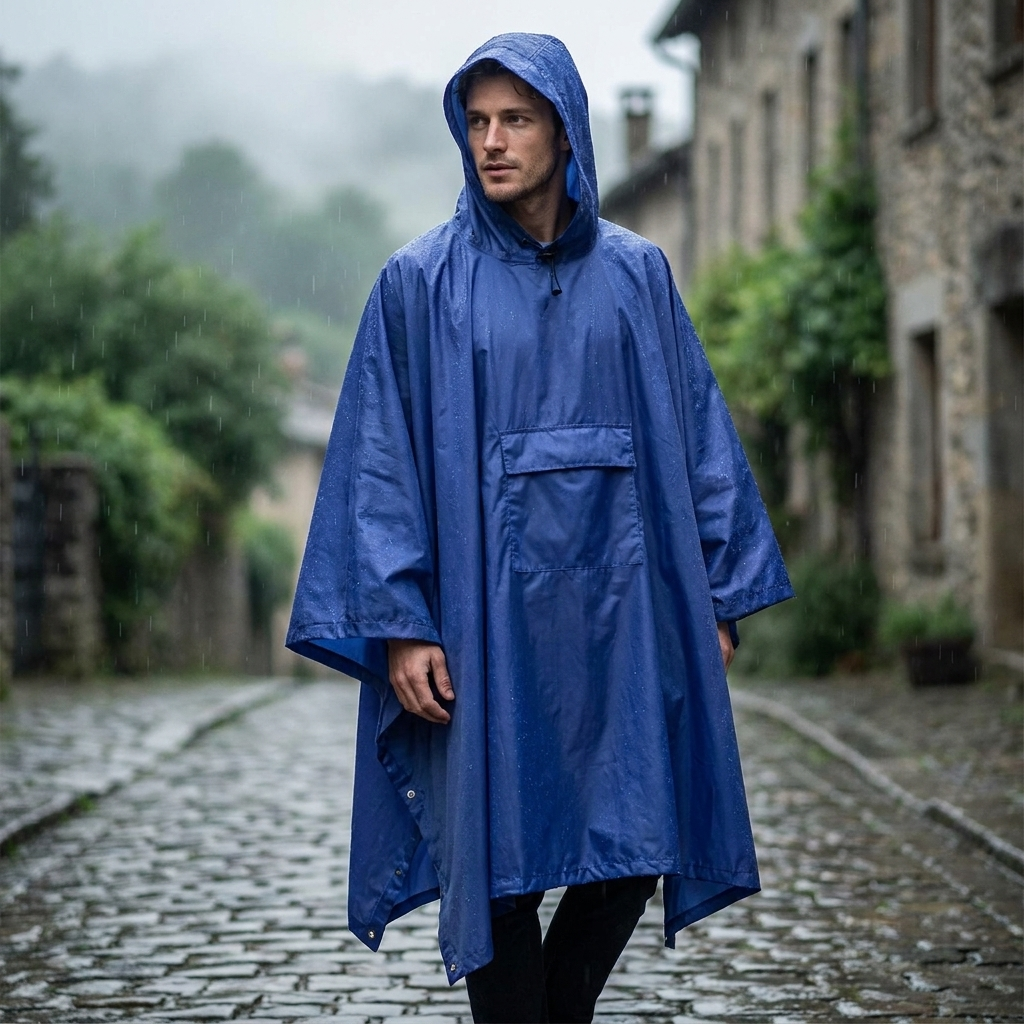 Poncho with Hooded Design | Packable Lightweight Build | All-Weather Protection Essential