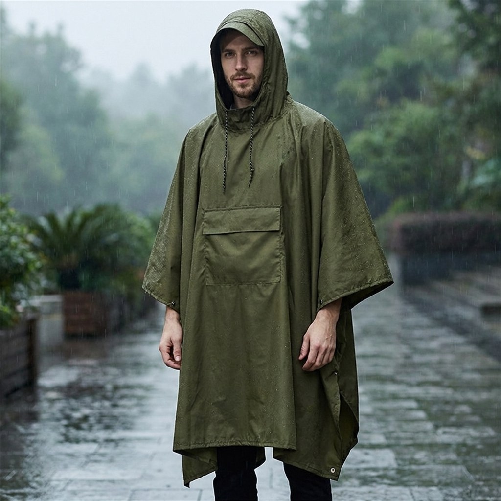 Poncho with Hooded Design | Packable Lightweight Build | All-Weather Protection Essential