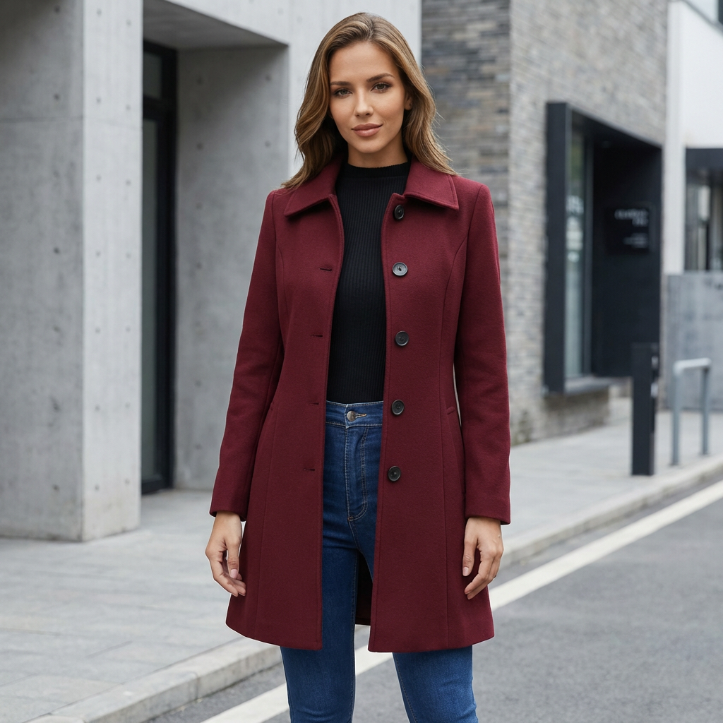 Trench Coat with Button Front Closure | Tailored A-Line Fit | Elegant Everyday Outerwear